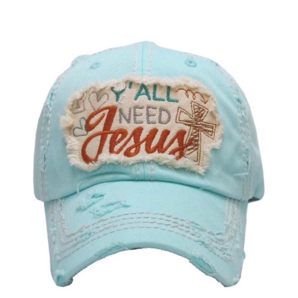 5🌟Embroidered Distressed Denim Ball Cap - Picture 2 of 2